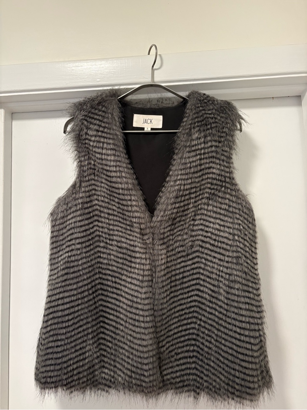 LIKE NEW! Jack by BB Dakota Gray Striped Faux Fur Vest